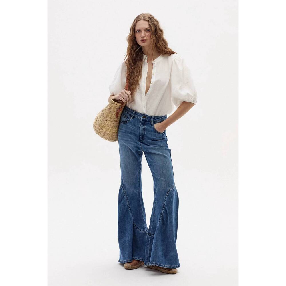 NEW LANHTROPY gypsy denim pant in washed indigo